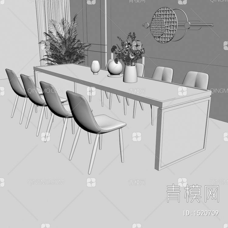 餐厅 餐桌椅组合3D模型下载【ID:1520709】