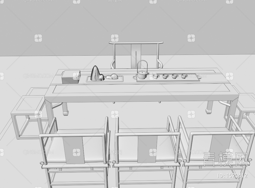 茶桌椅组合3D模型下载【ID:1520412】