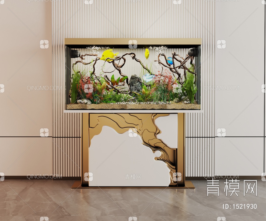 玻璃鱼缸，水族箱，展示柜，边柜3D模型下载【ID:1521930】