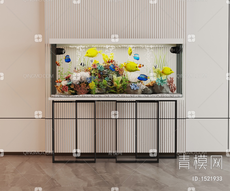 玻璃鱼缸，水族箱，展示柜，边柜3D模型下载【ID:1521933】