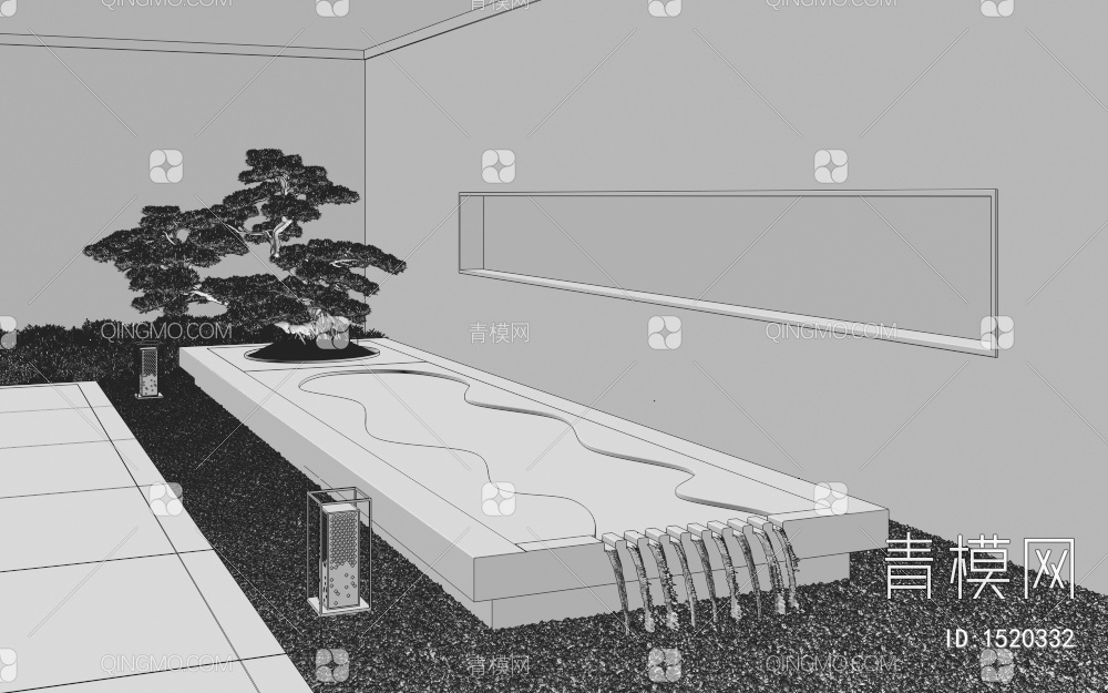 庭院水景观3D模型下载【ID:1520332】