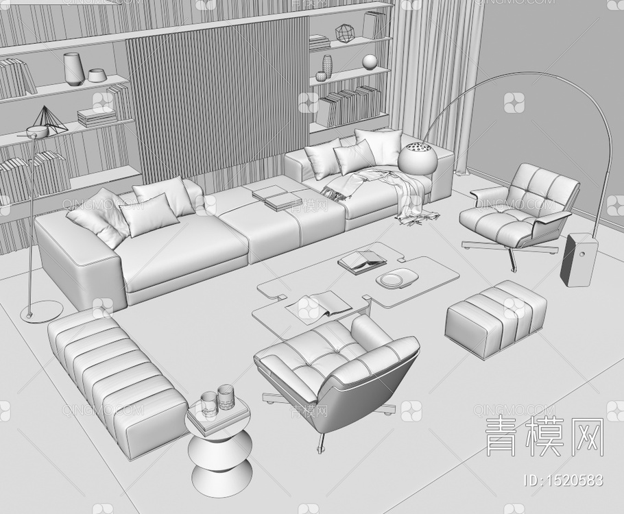 Minotti沙发茶几组合3D模型下载【ID:1520583】