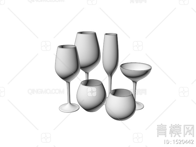 玻璃酒杯3D模型下载【ID:1520442】