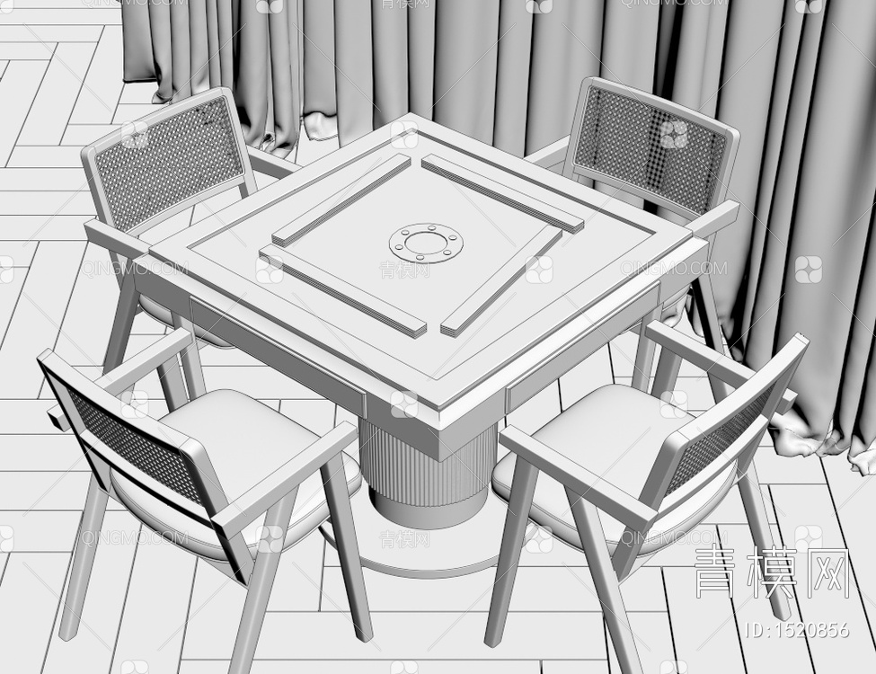 娱乐桌 麻将桌3D模型下载【ID:1520856】