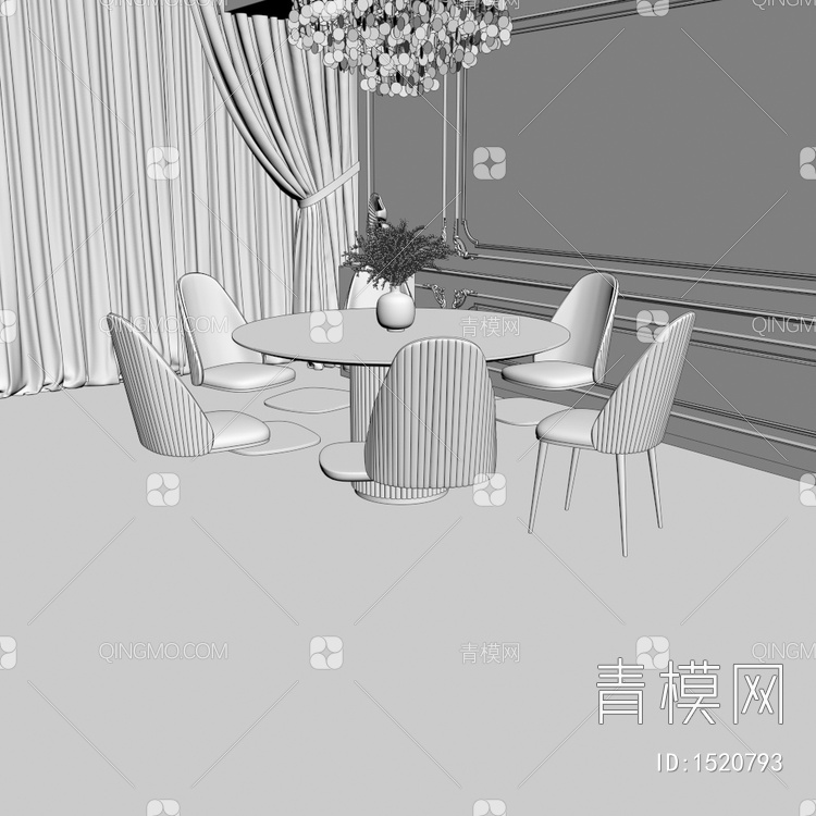 餐厅 餐桌椅组合3D模型下载【ID:1520793】