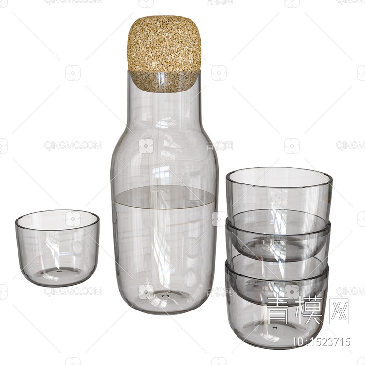 Corky carafe 玻璃杯玻璃瓶3D模型下载【ID:1523715】