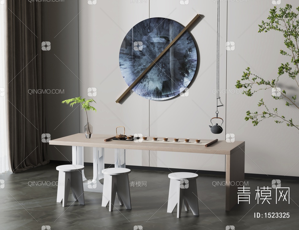茶桌椅3D模型下载【ID:1523325】