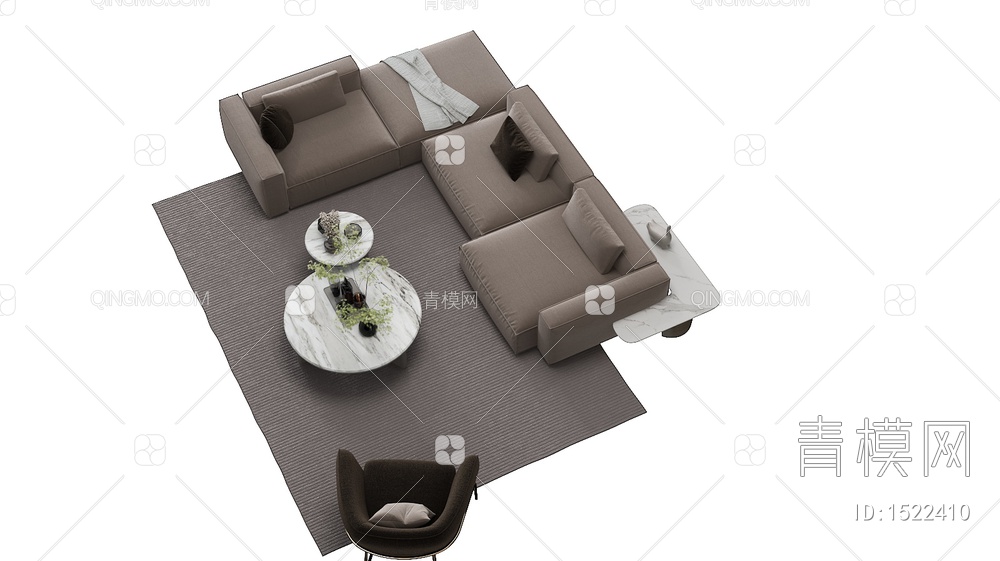 沙发茶几组合3D模型下载【ID:1522410】