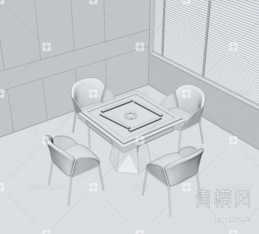 麻将桌椅棋牌桌椅3D模型下载【ID:1522092】