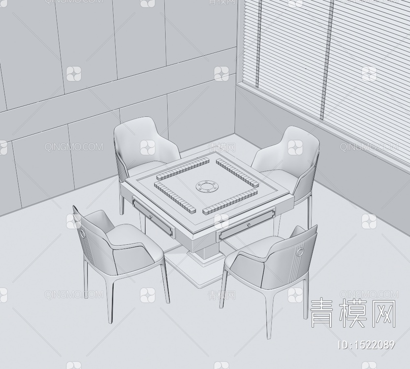 麻将桌椅棋牌桌椅3D模型下载【ID:1522089】