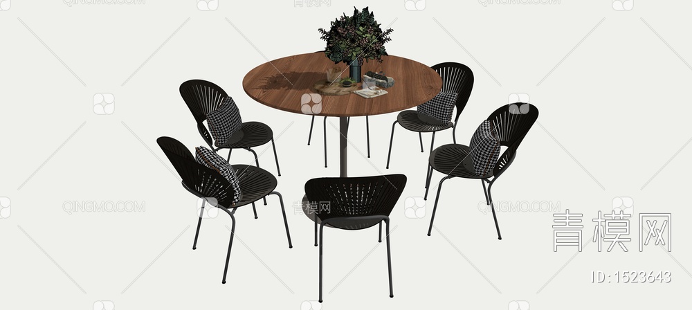餐桌椅组合SU模型下载【ID:1523643】