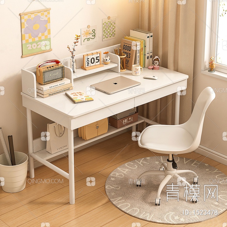 书桌椅组合3D模型下载【ID:1523478】