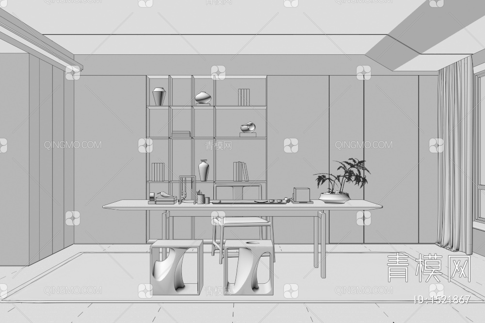 书房3D模型下载【ID:1521867】