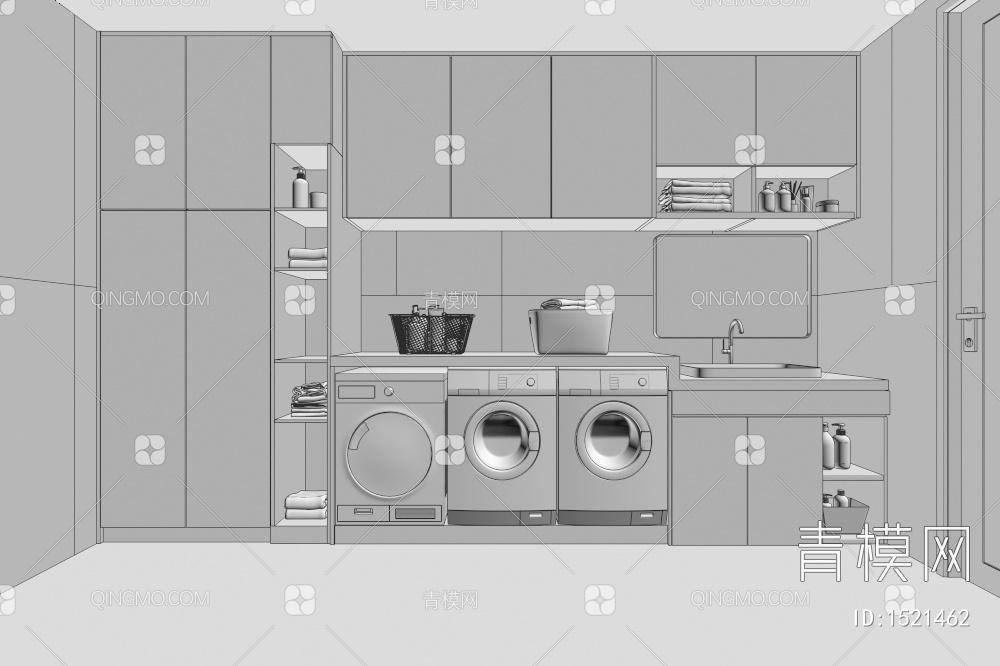 洗衣机柜3D模型下载【ID:1521462】
