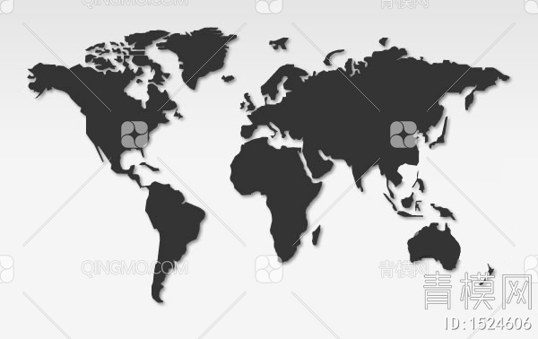 黑白 世界地图 地图 版图贴图下载【ID:1524606】
