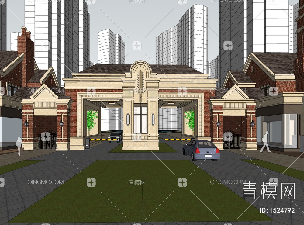 欧洲风情商业街SU模型下载【ID:1524792】