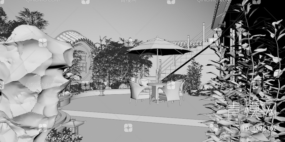 露台庭院景观3D模型下载【ID:1525362】