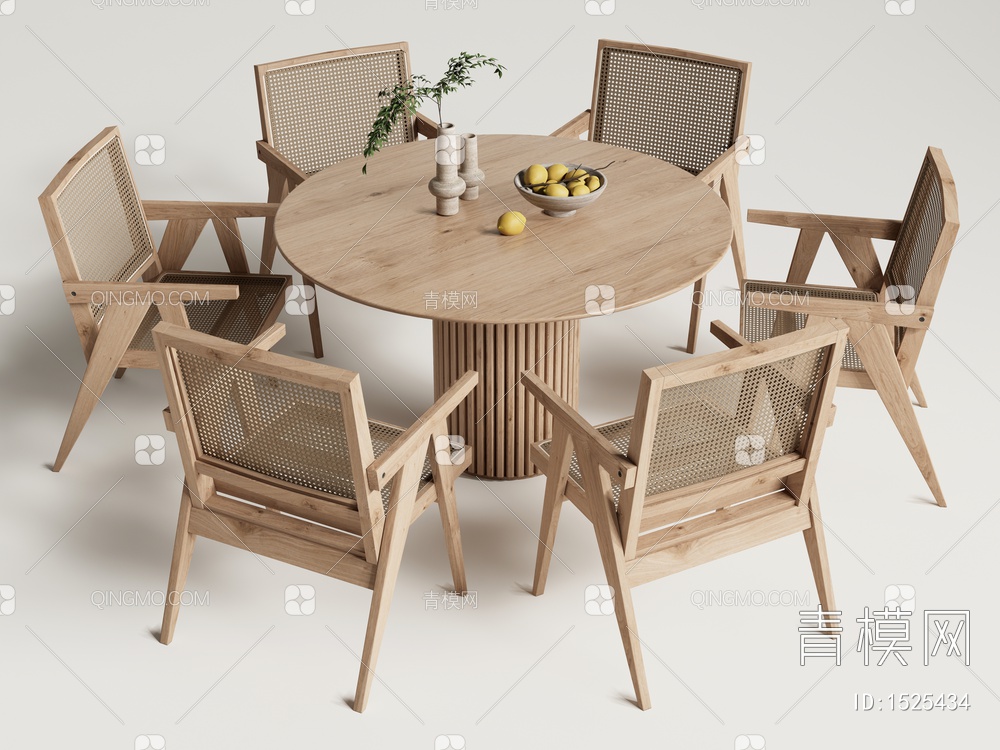 餐桌椅 圆形餐桌 餐椅3D模型下载【ID:1525434】