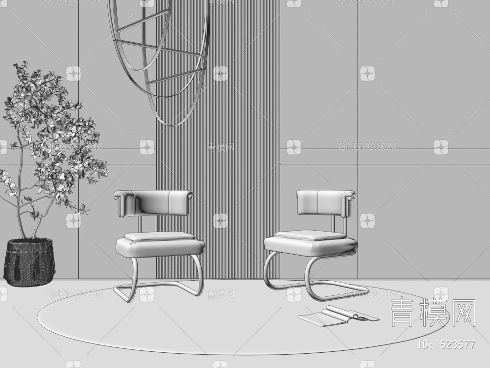 休闲椅，休闲椅，椅子，组合椅子3D模型下载【ID:1523577】