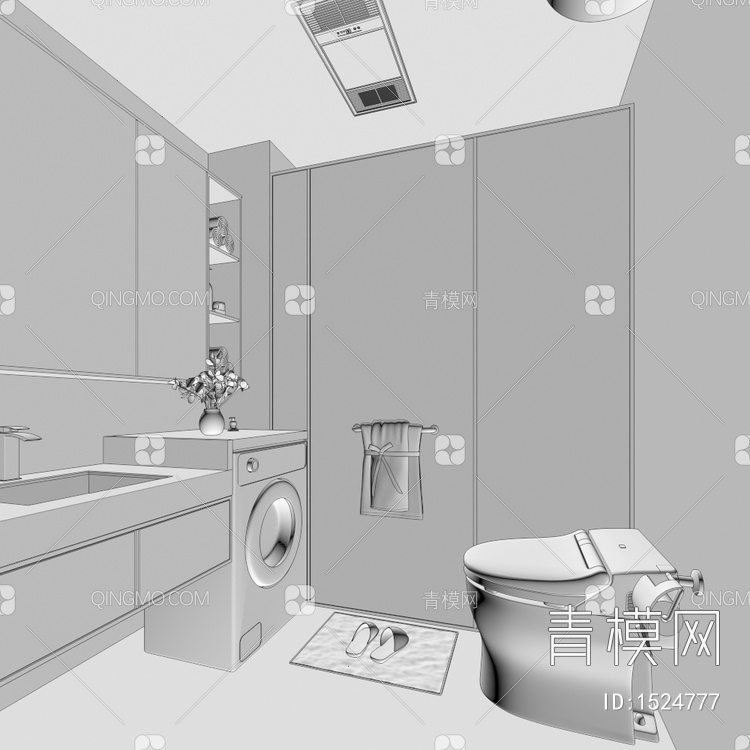 卫生间 浴室3D模型下载【ID:1524777】