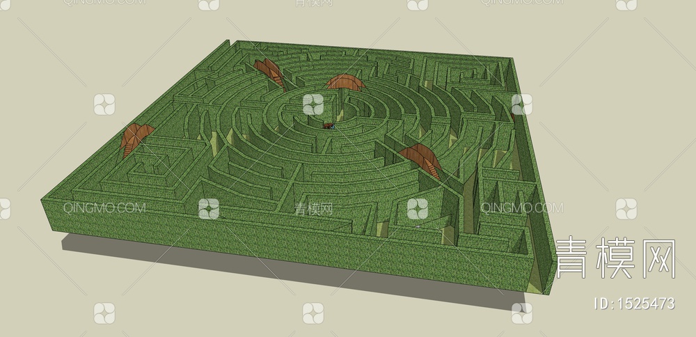 绿色植物迷宫SU模型下载【ID:1525473】