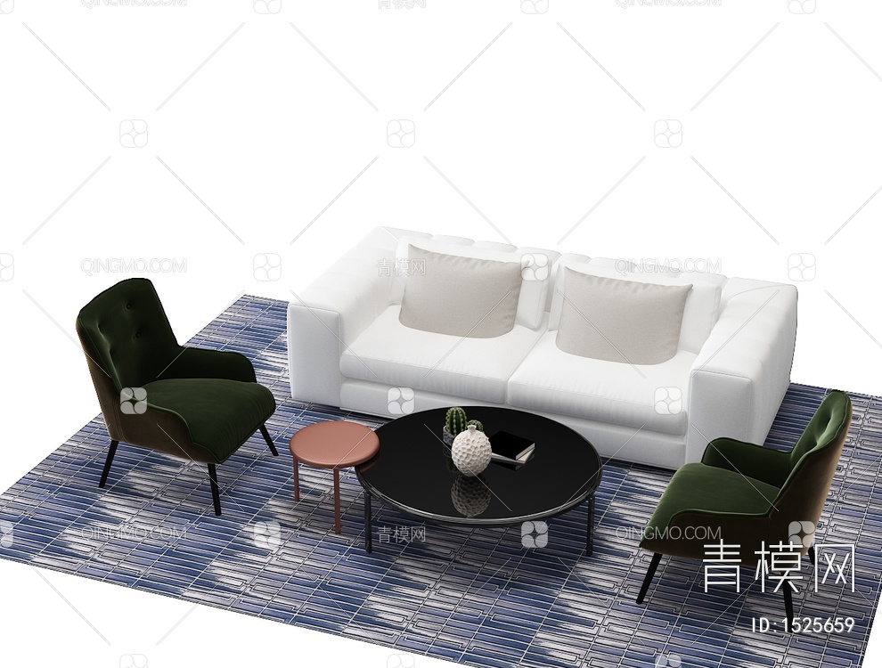 沙发茶几组合3D模型下载【ID:1525659】