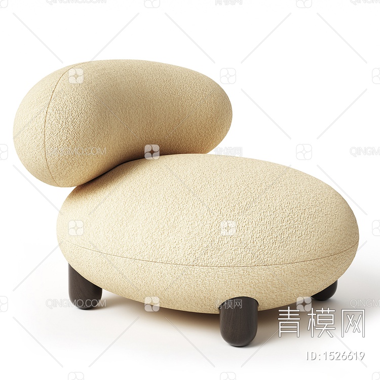 羊羔绒休闲椅3D模型下载【ID:1526619】