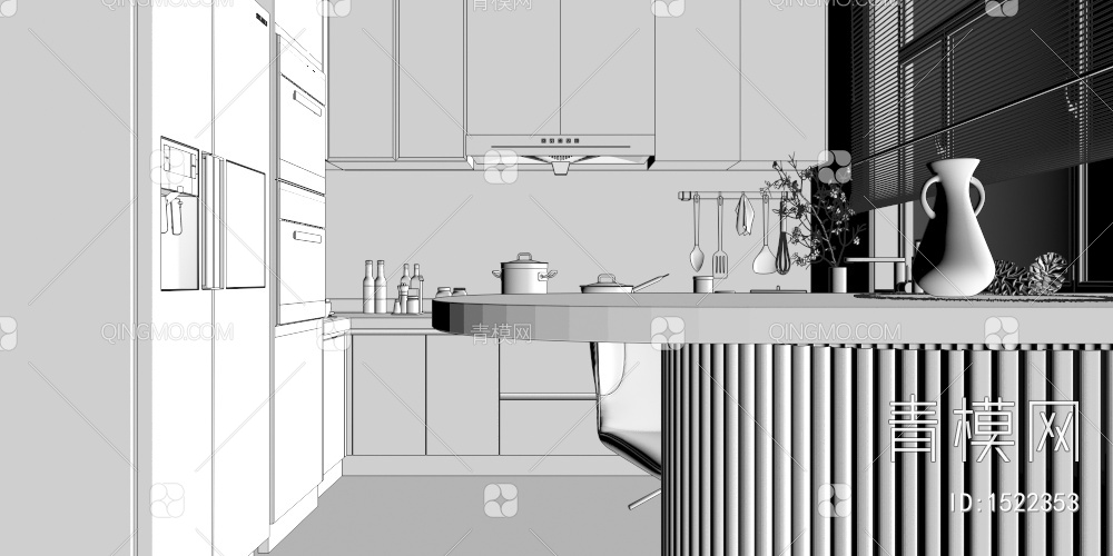 厨房 餐厅3D模型下载【ID:1522353】