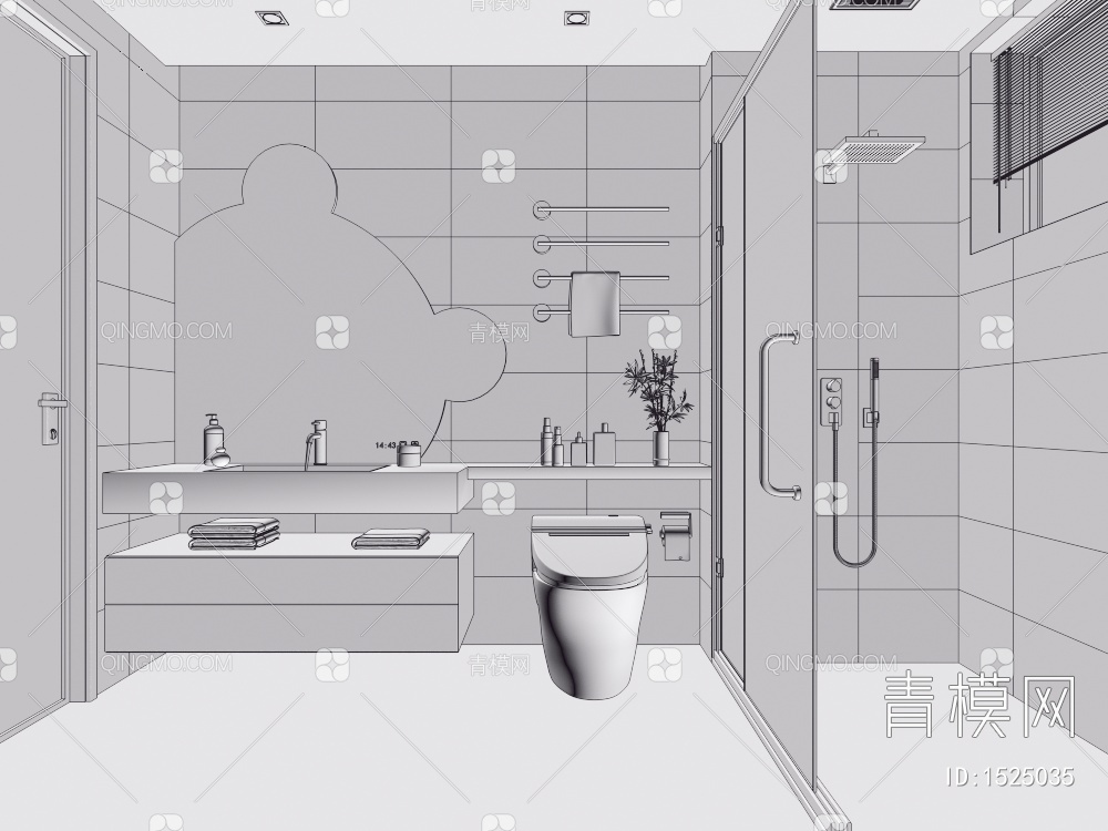 卫生间 浴室3D模型下载【ID:1525035】