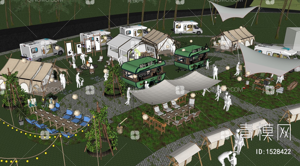 露营公园景观 露营基地规划SU模型下载【ID:1528422】