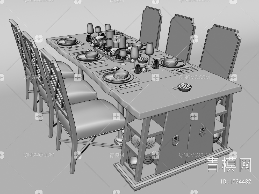 餐桌椅3D模型下载【ID:1524432】