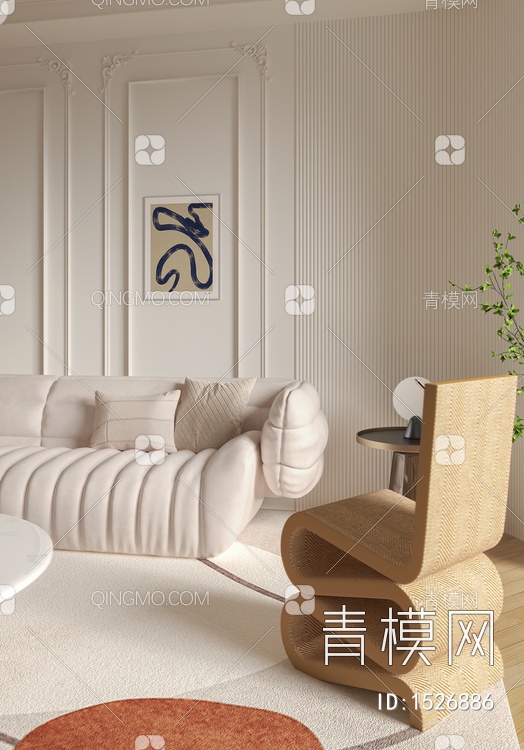 客厅 沙发背景墙3D模型下载【ID:1526886】