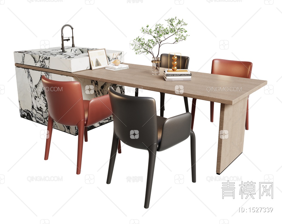 中岛餐桌椅组合3D模型下载【ID:1527339】