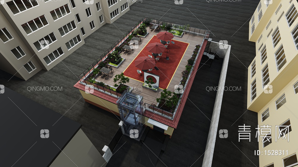 室外建筑休息区3D模型下载【ID:1528311】