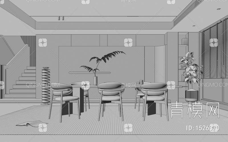 餐厅 餐桌椅3D模型下载【ID:1526370】