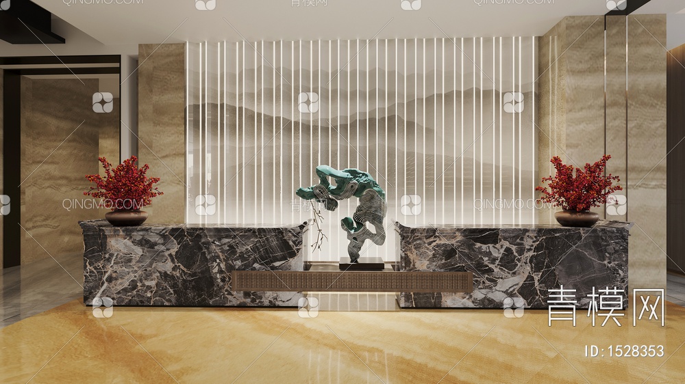 酒店大堂 大厅 接待室 前台 吧台3D模型下载【ID:1528353】