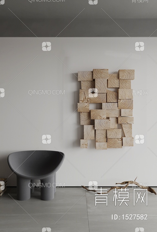 木制雕刻墙饰挂件3D模型下载【ID:1527582】