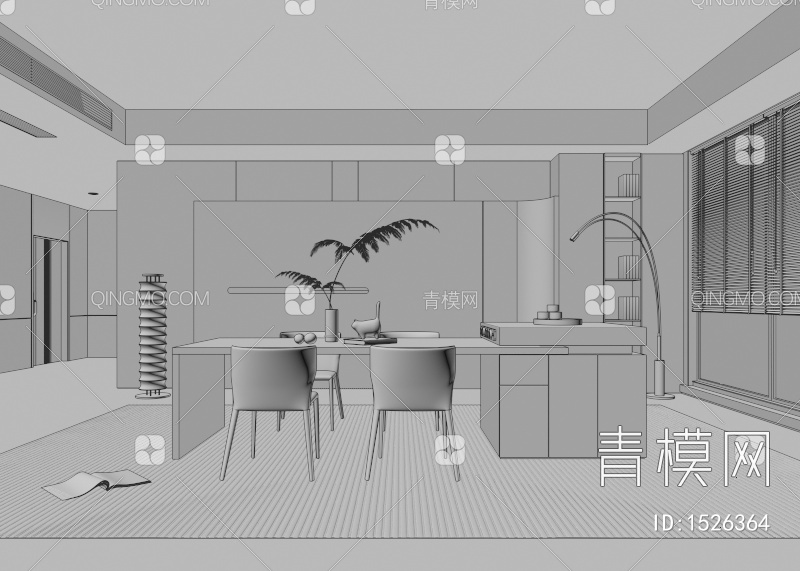 餐厅 餐桌椅3D模型下载【ID:1526364】