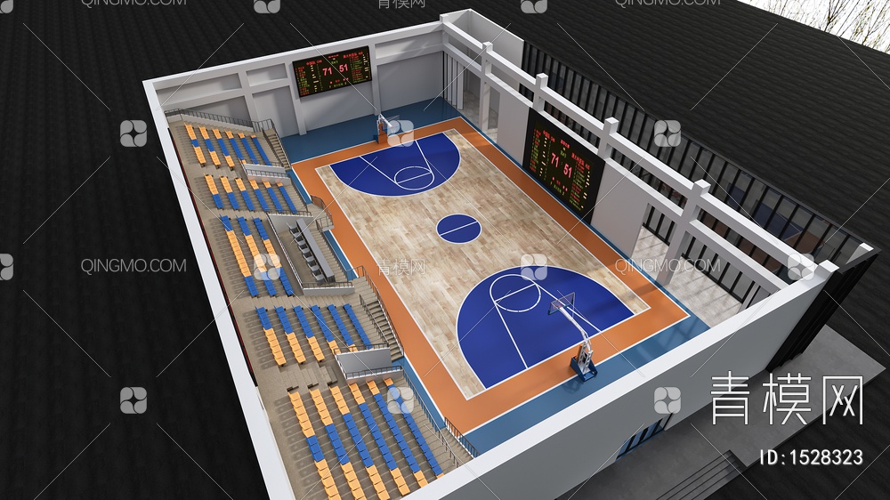 室外篮球场体育场看台3D模型下载【ID:1528323】