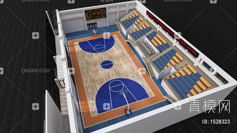 室外篮球场体育场看台3D模型下载【ID:1528323】