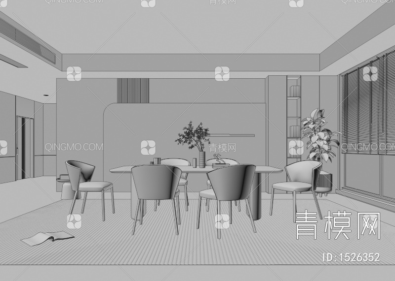餐厅 餐桌椅3D模型下载【ID:1526352】