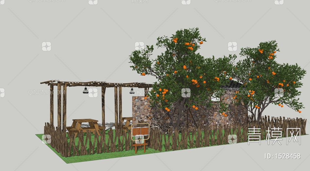 柑橘树橘子树 不知火椪柑蜜桔乡村品种果树SU模型下载【ID:1528458】
