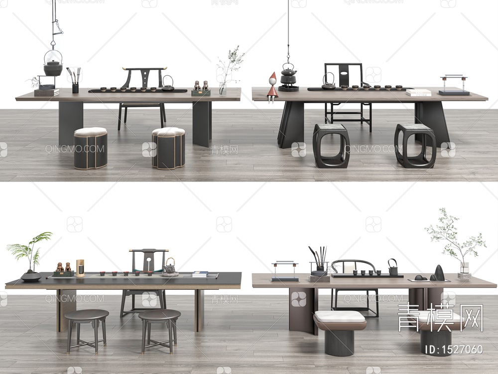 茶桌椅组合3D模型下载【ID:1527060】