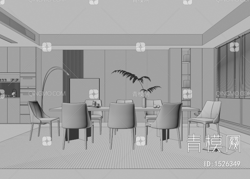 餐厅 餐桌椅3D模型下载【ID:1526349】