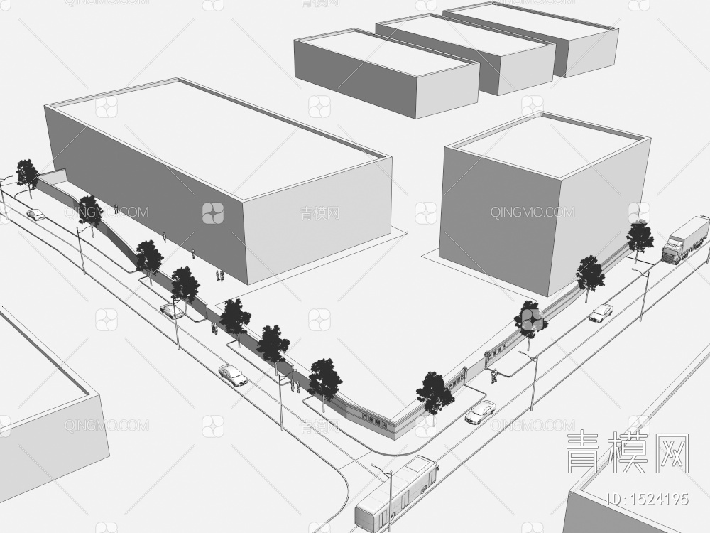 冠燃燃气公司旁边绿化3D模型下载【ID:1524195】