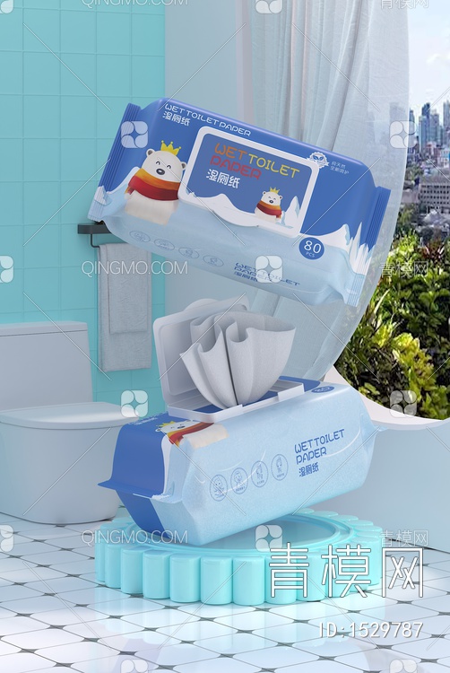 湿厕纸 湿巾3D模型下载【ID:1529787】