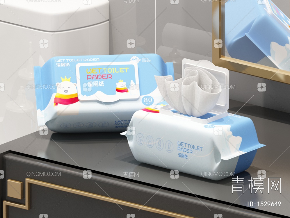 湿厕纸 湿巾3D模型下载【ID:1529649】