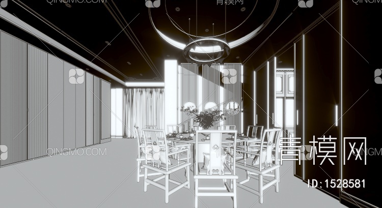 客餐厅 厨房3D模型下载【ID:1528581】