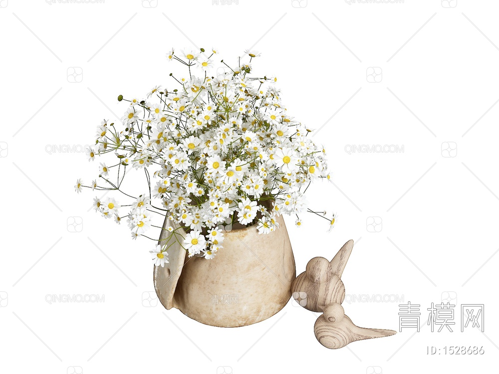 花卉花瓶摆件3D模型下载【ID:1528686】