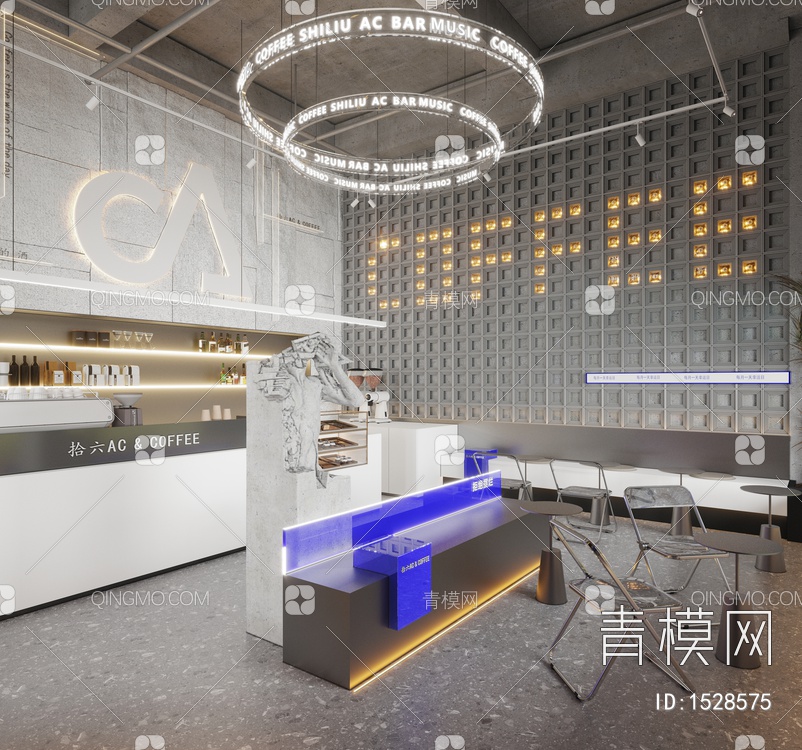 潮流咖啡甜品店3D模型下载【ID:1528575】